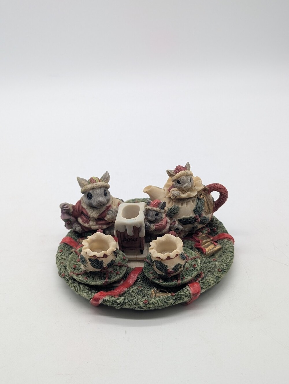 Vintage 1996 Popular Imports Christmas Mouse Miniature Tea Set - Complete 9pc